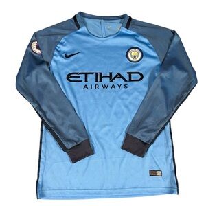 Nike Dri-Fit Manchester City 2018-19 Long Sleeve Football Soccer Jersey Blue Med